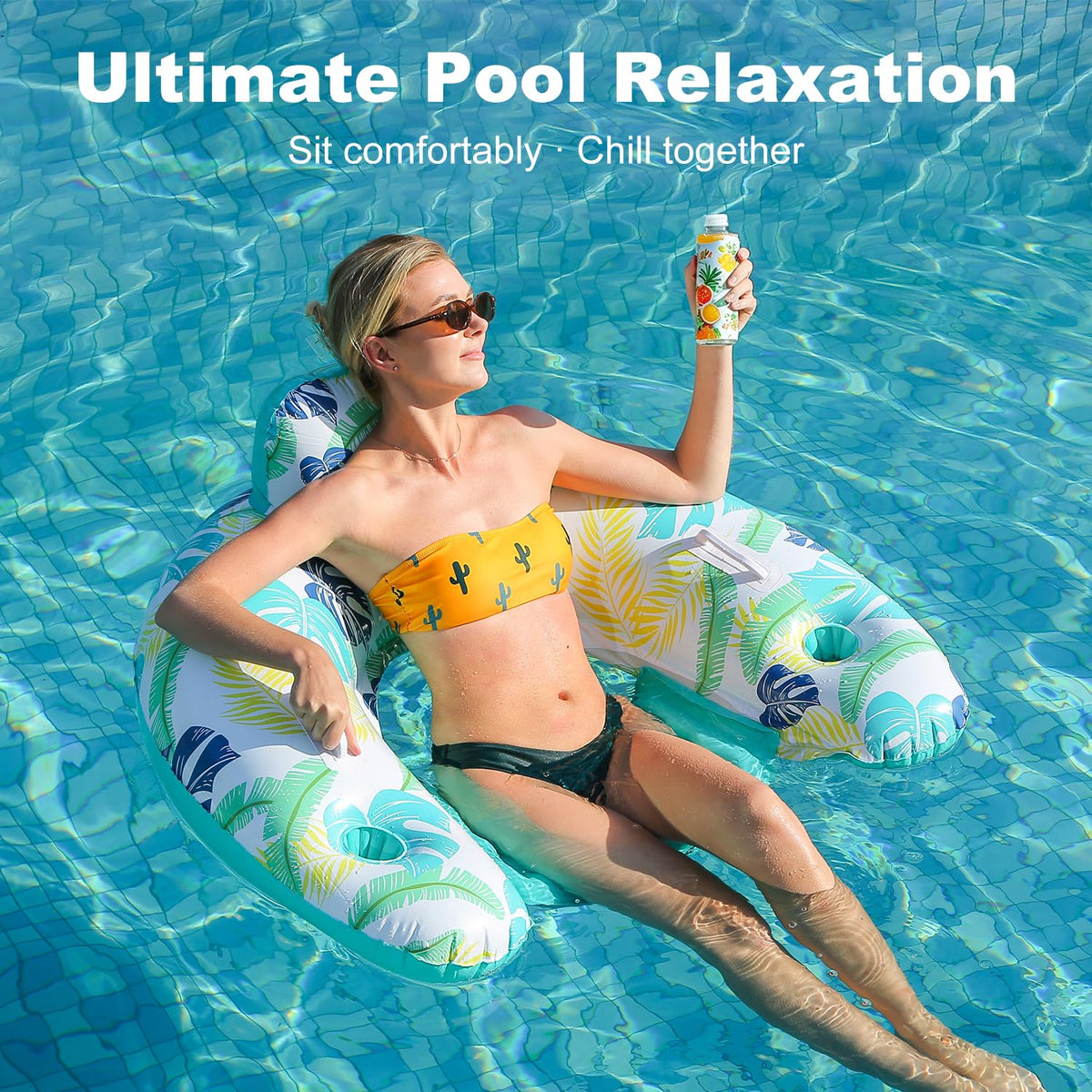 2 Pack Inflatable Pool Float Chair with Cup Holder D16633