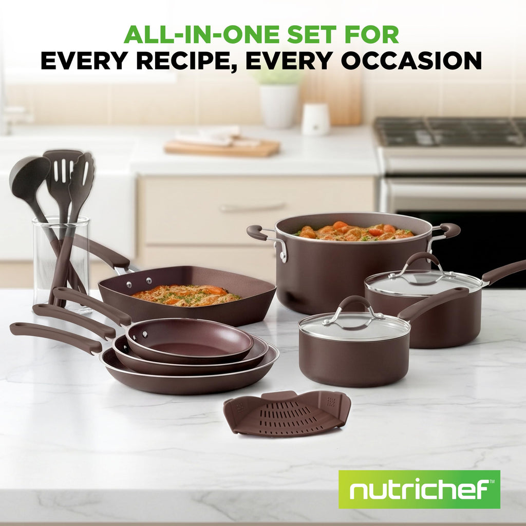 14-Piece Nonstick Brown Cookware Set H45251