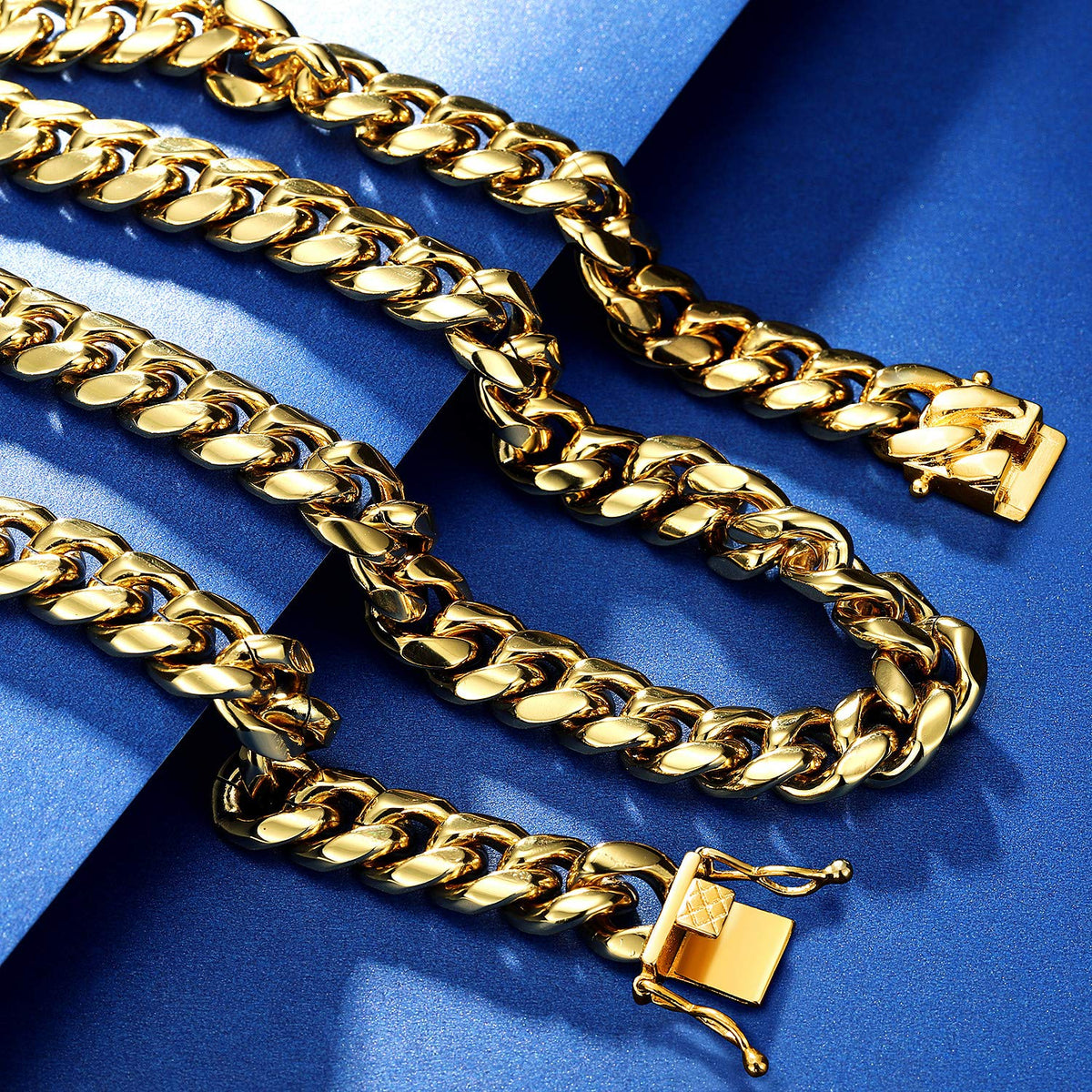 15mm 18k Gold Stainless Steel Cuban Link Chain L540208