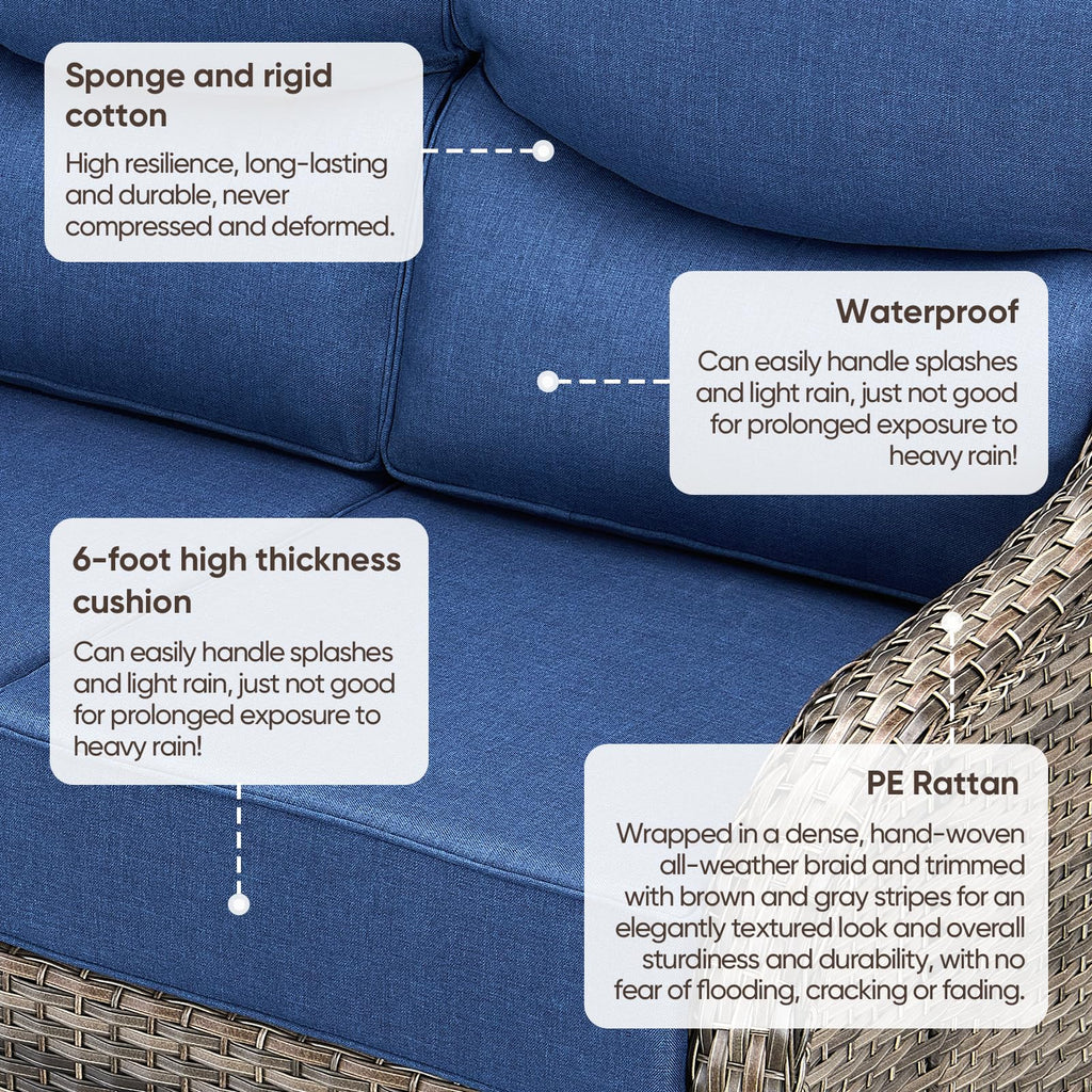 Grey Wicker 3-Seat Outdoor Sofa with Cushion C849