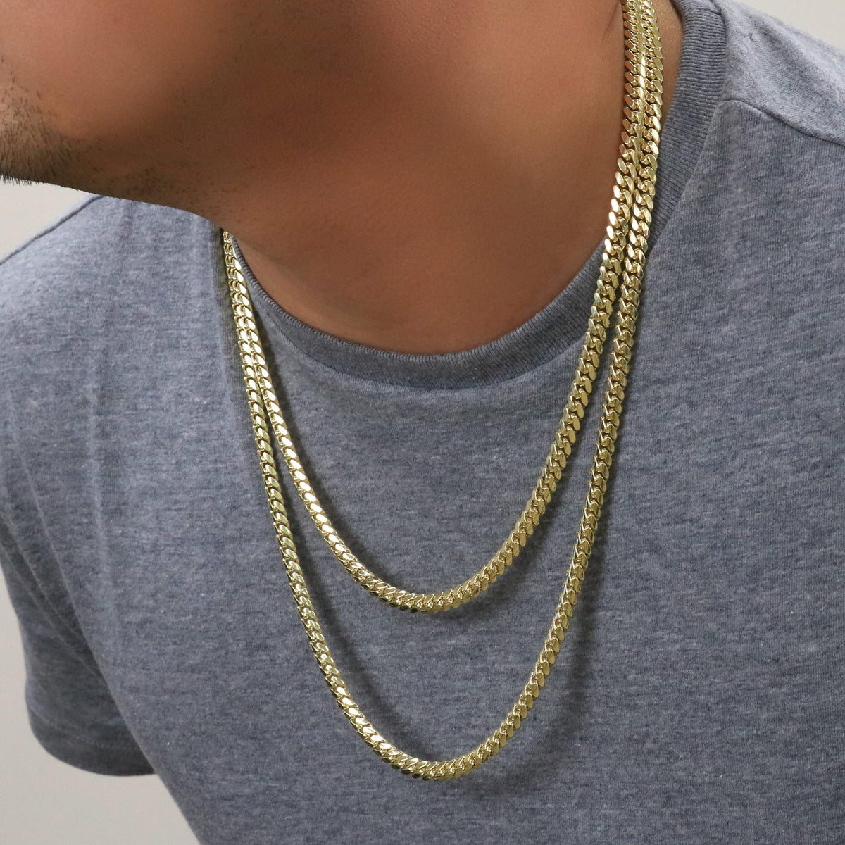 18k Yellow Gold Cuban Link Chain Necklace D803