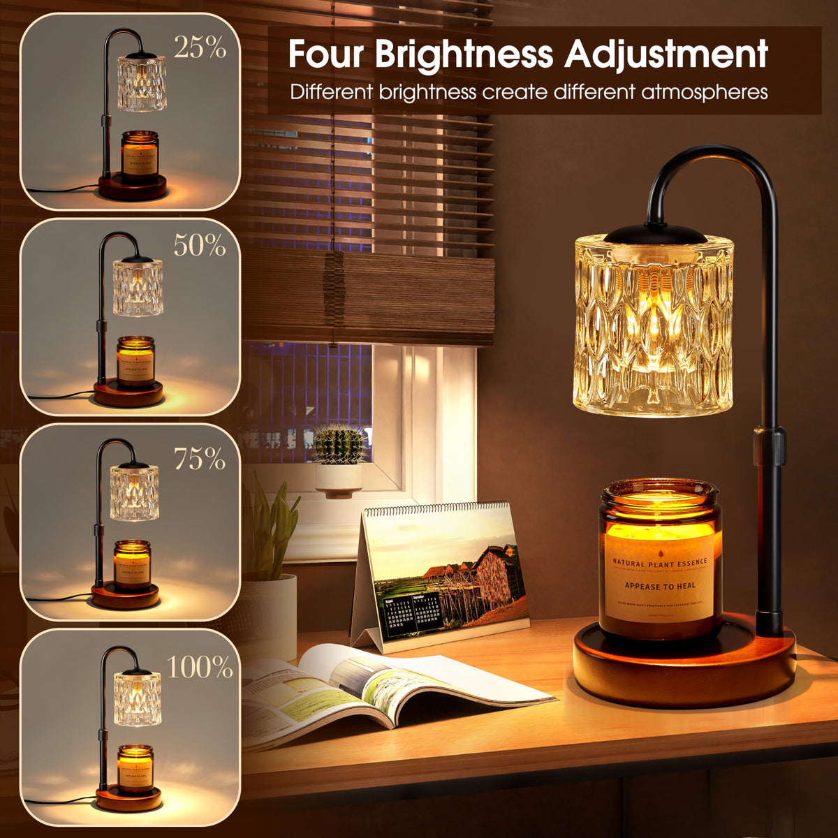 Dimmable Height Adjustable Candle Warmer Lamp with Timer E45567