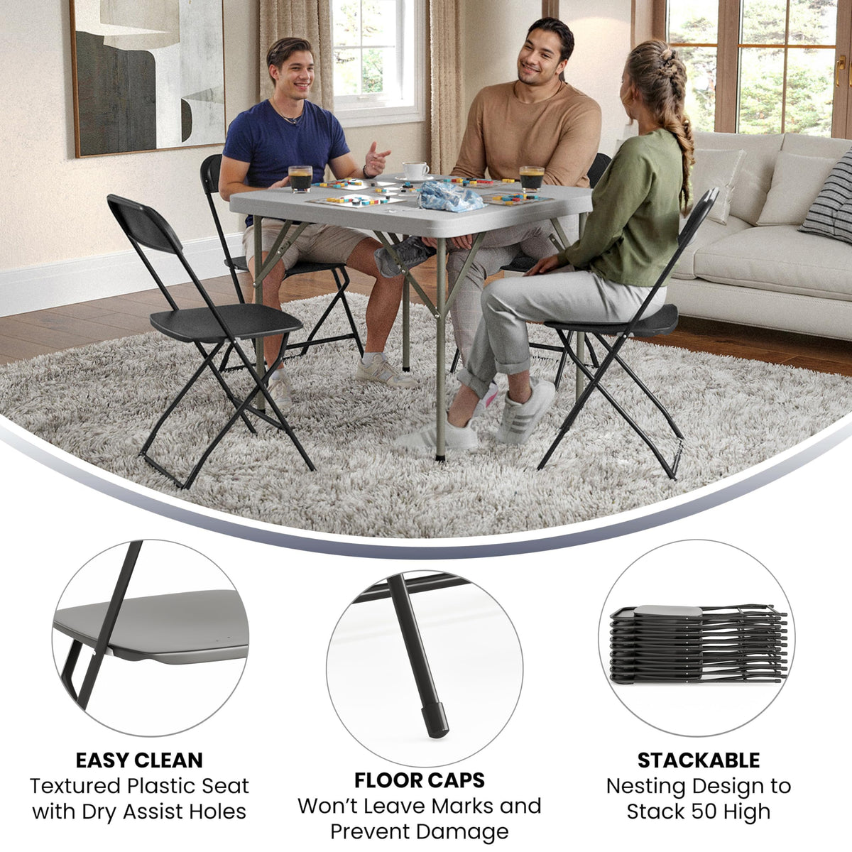 Black Plastic Folding Event Chair 10-Pack W252