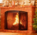 Wrought Iron Fireplace Screen 48"x30" Black Spark Guard T77194