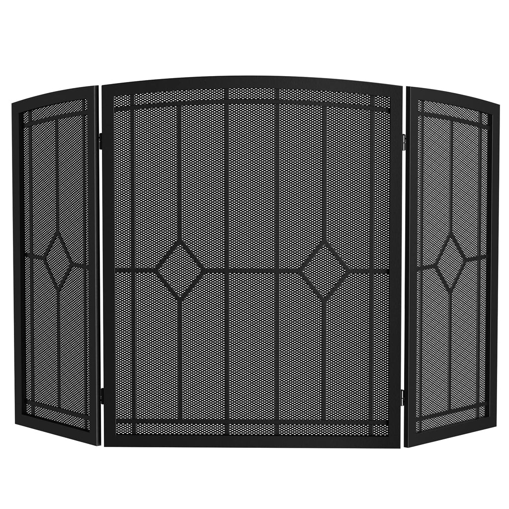 Wrought Iron Fireplace Screen 48"x30" Black Spark Guard T77194