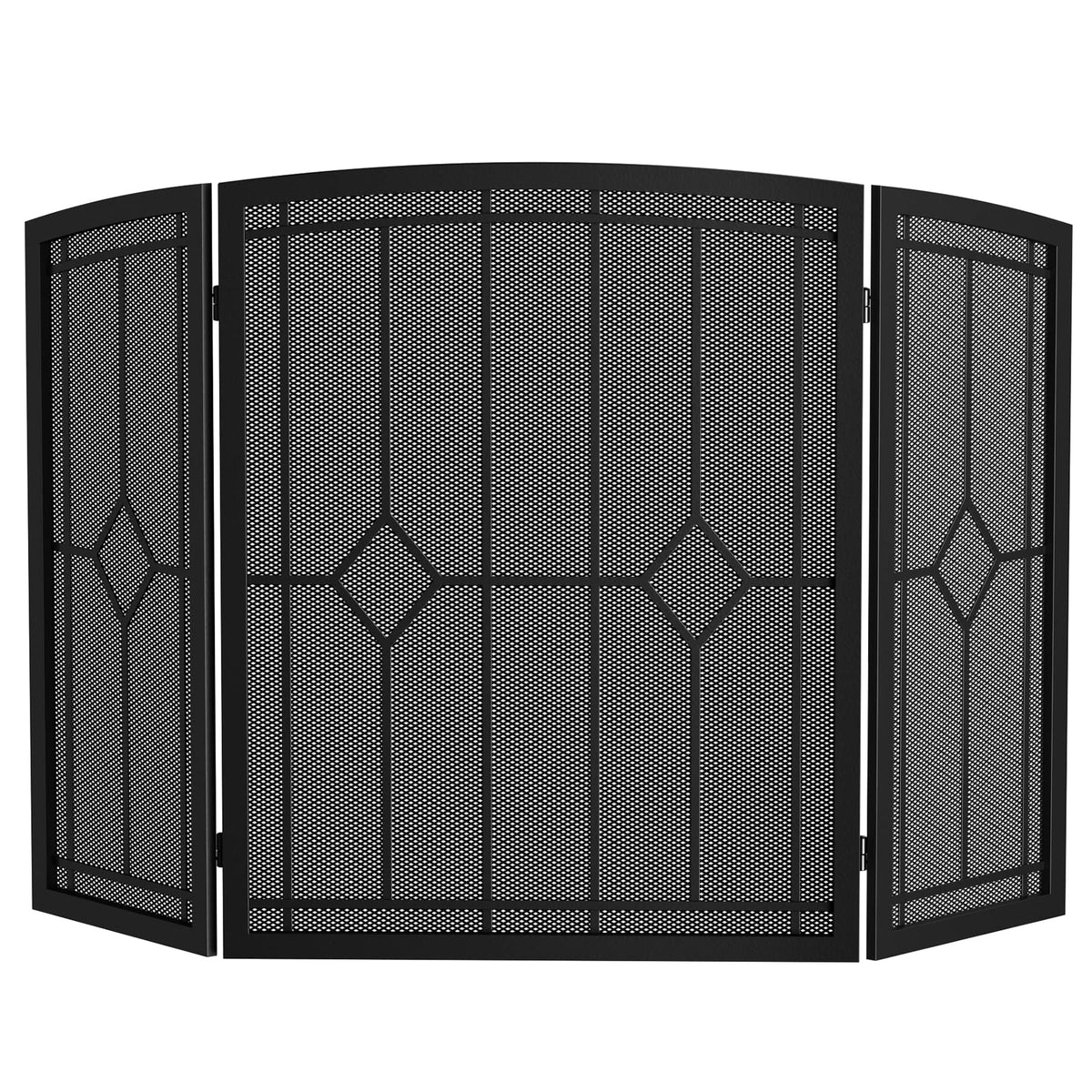 Wrought Iron Fireplace Screen 48"x30" Black Spark Guard T77194
