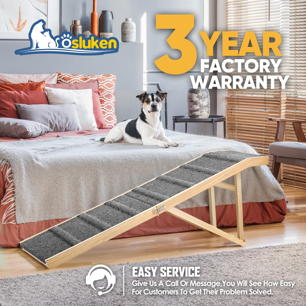 Foldable Dog Ramp with Platform 6 Adjustable Heights W731