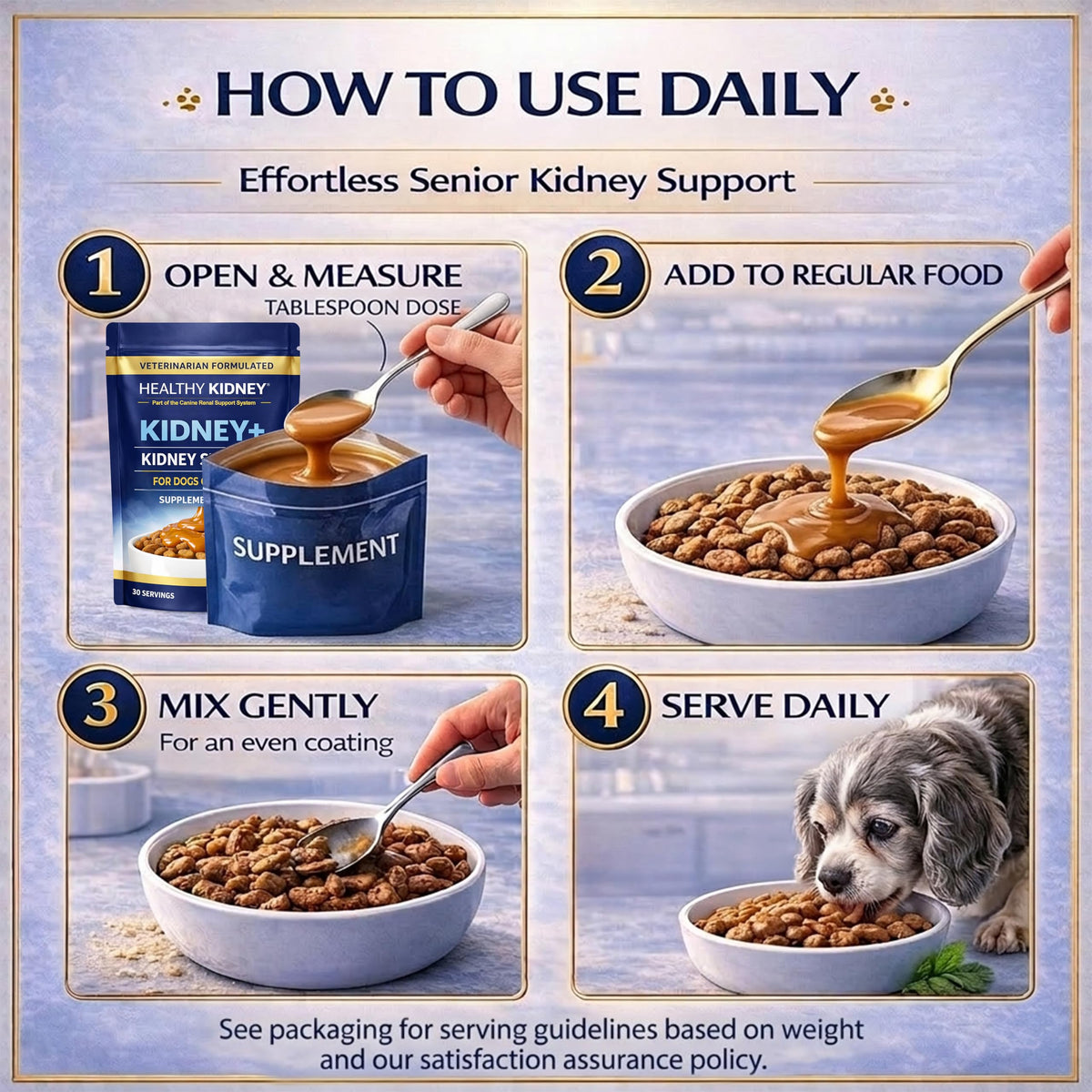 Dog Kidney Support Supplement Food Topper with Omega 3, Prebiotics, Fiber B7733