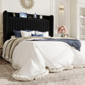 Queen Size Black Velvet Bed Frame with Shelf M39919