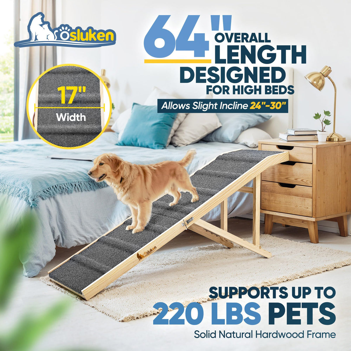Foldable Dog Ramp with Platform 6 Adjustable Heights W731