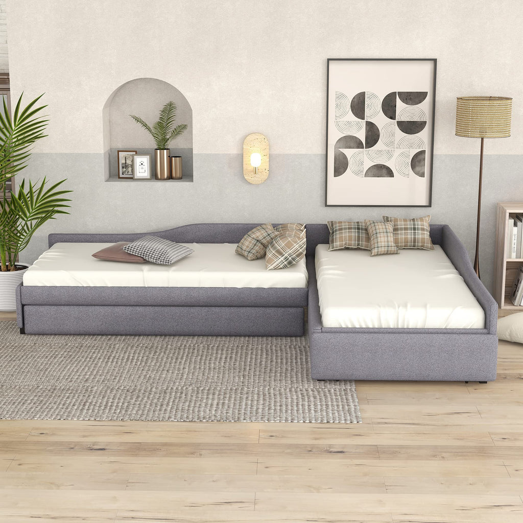 L Shaped Twin Daybed with Trundle and Storage Drawers N936
