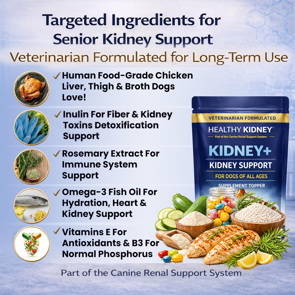 Dog Kidney Support Supplement Food Topper with Omega 3, Prebiotics, Fiber B7733