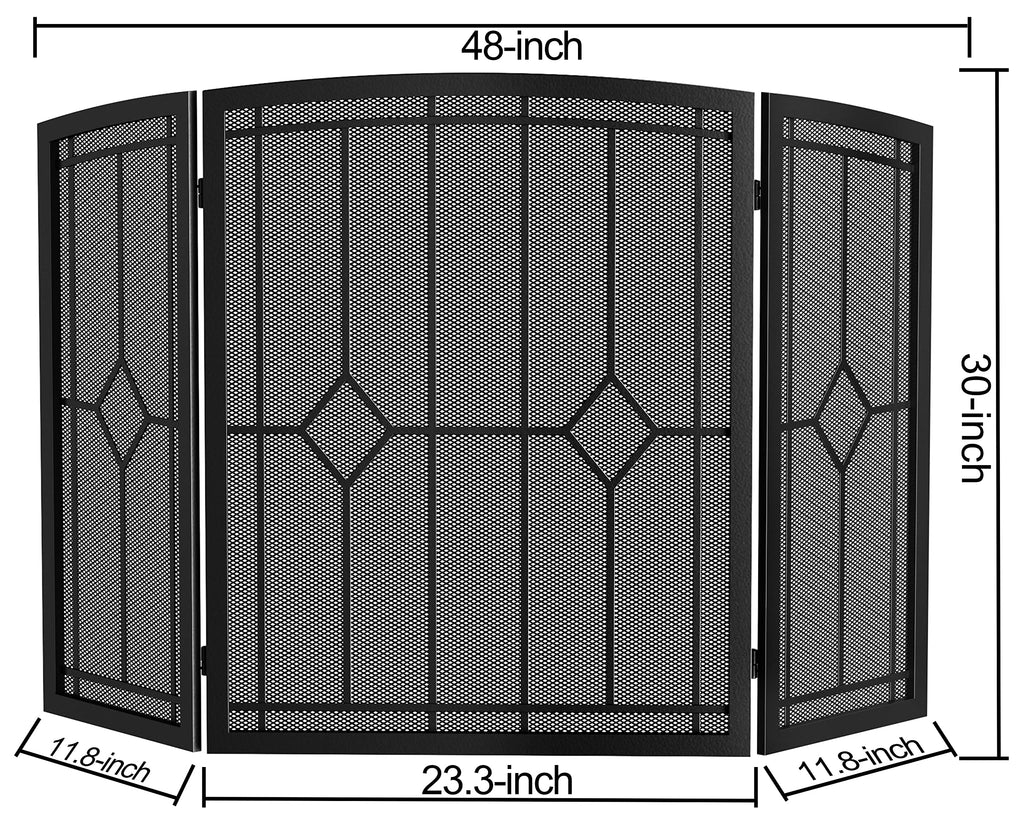 Wrought Iron Fireplace Screen 48"x30" Black Spark Guard T77194